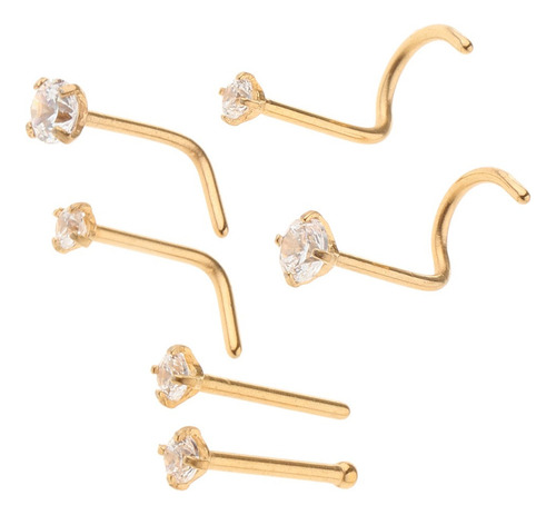 . 5 Piezas Acero Inoxidable Circón Cristal Tornillo Nariz