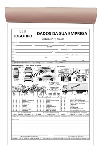 Checklist Caminhão / Carro / Moto / 20 Tls. 2 Vias / Ofício