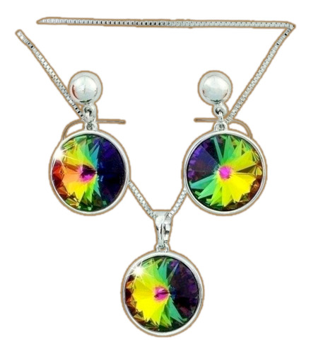 Set De Aretes Y Dije Oro 18k Estilo Regalo Mama Dama Elegant