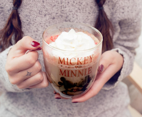 Taza De Vidrio Mickey Y Minnie Con Brillo, Silver Buffalo 14