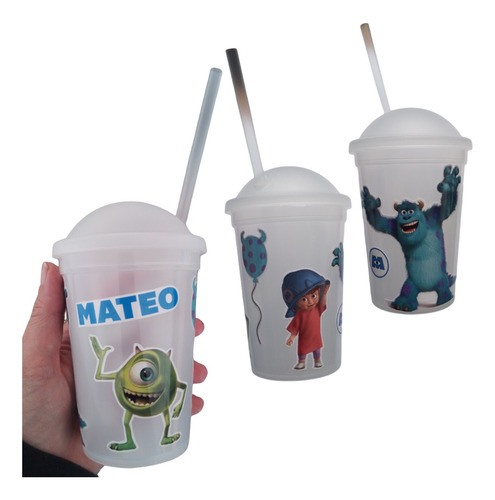 15 Souvenir Vaso Milkshake Personalizado Sticker + Bolsita