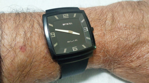 Relogio Raro Invicta Original Slim Preto Vidro Safira Crista
