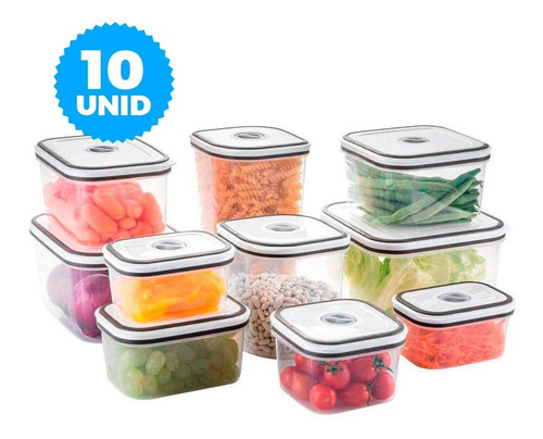 Conjunto 10 Potes Herméticos Com Tampa Easy-open Electrolux Cor Transparente