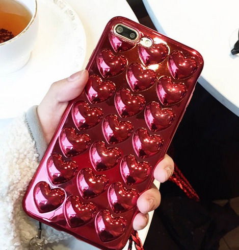 Funda Case iPhone 6 / 6s Corazon Rojo 3d Tpu + Correa Envío