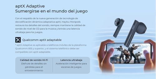 Auriculares in-ear gamer inalámbricos Haylou T Series MoriPods azul con luz LED