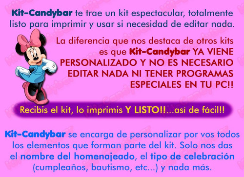 Kit Candybar Imprimible Minnie Mouse - No Edites Más!!