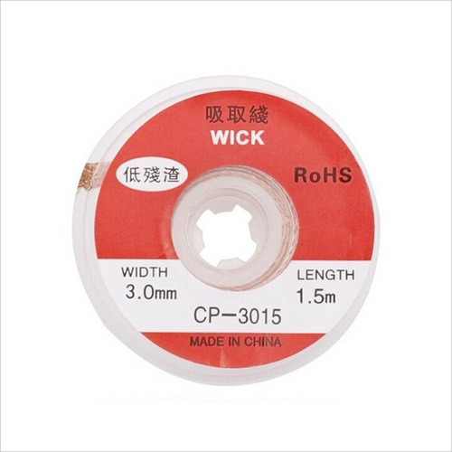 Malla Cinta De Cobre Para Desoldar 3mm X 1.5 Metros.