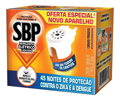 Repelente Elétrico Sbp Aparelho + Refil Inseticida 45 Noites