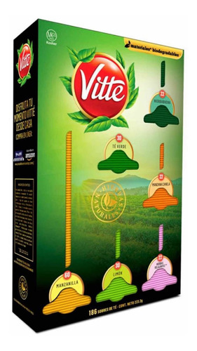 186 Sobres De Té Vitte Surtidos De 1.2g Cada Uno