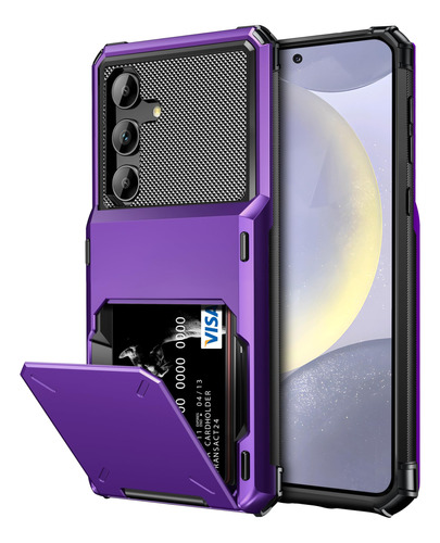 Funda Para Samsung S24 C/billetera De 4 Tarjetas Violeta