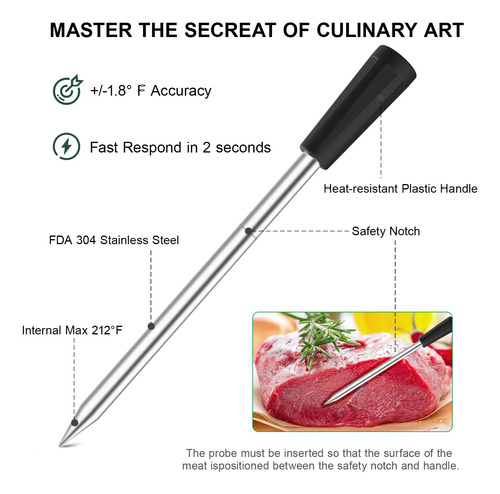 Termómetro Inteligente Inalámbrico Para Carne Modelo 500 Pie Color