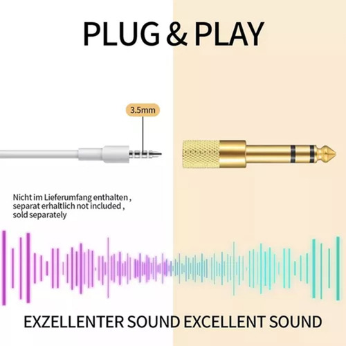 4 Pzs Conector Jack 6.35 Adaptador 3.5mm Estereo Pro Dorado Adecuado para micrófonos de altavoces de guitarra