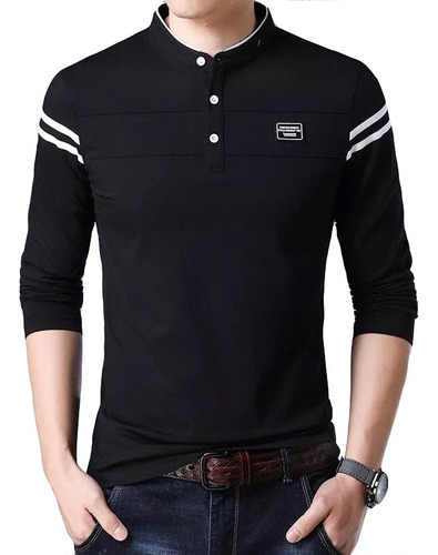 Sudadera Tipo Polo Liso Para Hombre, Ropa De Manga Larga Par