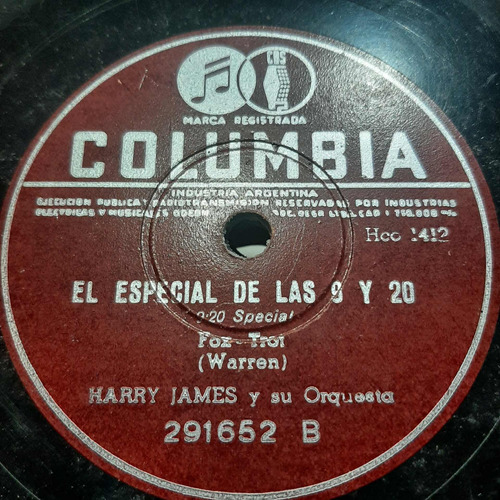 Pasta Harry James Y Su Orquesta Columbia C332