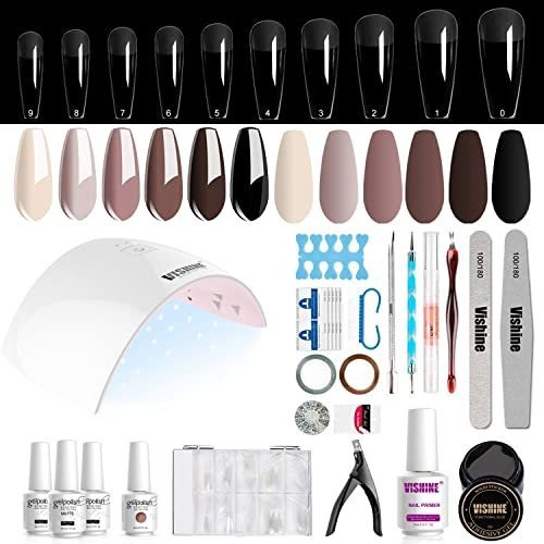 Kit Para Uñas En Gel Con  Tonos Brillantes De Esmalte