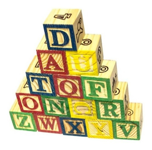 Juguete Didáctico De Madera Cubos Letras Y Números De Madera