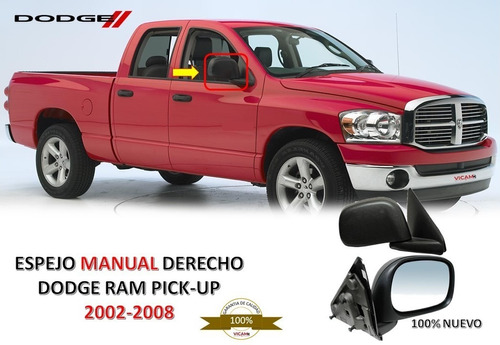 Espejo Dodge Ram Pick-up 2002-2008 Manual Derecho