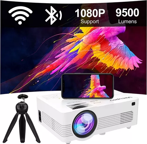 Mini proyector, proyector 2023 con WiFi y Bluetooth, proyector de película  de 9500 lux, proyector para exteriores compatible con Full HD de 1080P