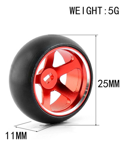 Llanta De Rueda De Cubo 4 Uds Y Rojo 25 Mm X 11 Mm Rojo