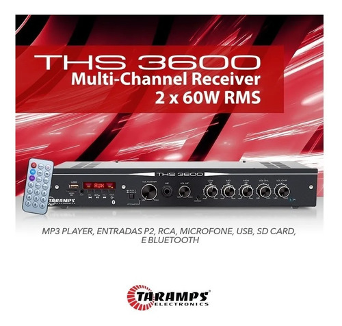 Imagem 5 de 6 de Receiver Taramps Ths 3600 Bluetooth - Aux - Usb - Micro Sd