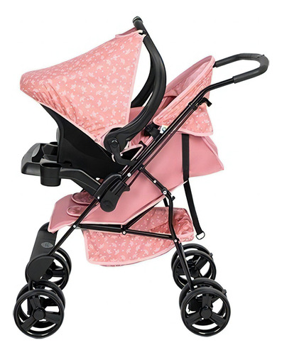 Carrinho de bebê de paseio Tutti Baby Solare rosa coroa com chassi de cor preto