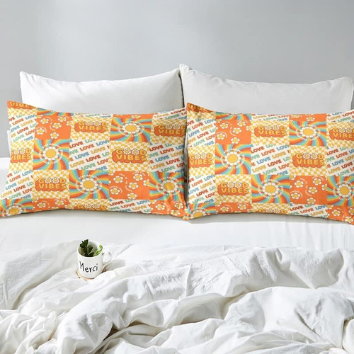 Feelyou Juego De Ropa De Cama Retro Hippie Con Flores 60s 70