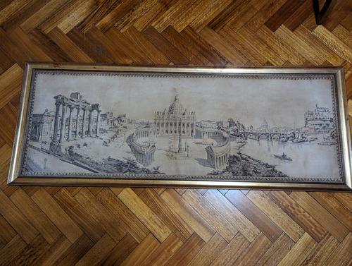 Gobelino Enmarcado Antiguo 134 X 52 Cm