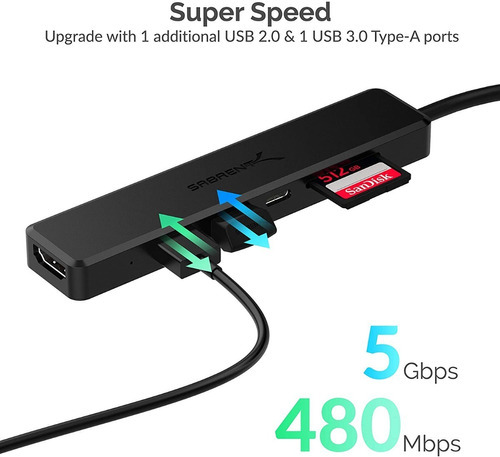 Usb C Hub Adaptador 6 En 1 Hdmi 4k Usb 3.0 Lector Sd/microsd