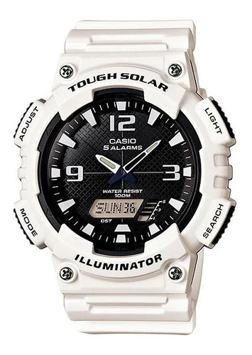 Reloj Tough Solar Analogico Digital Casio Aqs810wc-7a Blanco