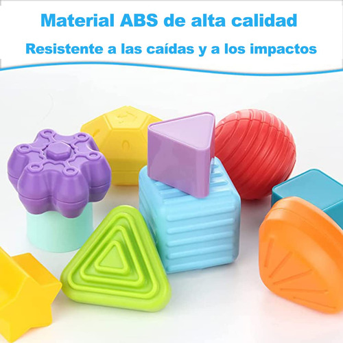 10 Juguetes Sensoriales De Formas Y Clasificador Elástico