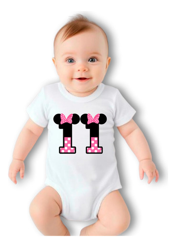 Pañalero Personalizado Con Numero Minnie Mouse Blanco 3 M Numero 11 Minnie Mouse