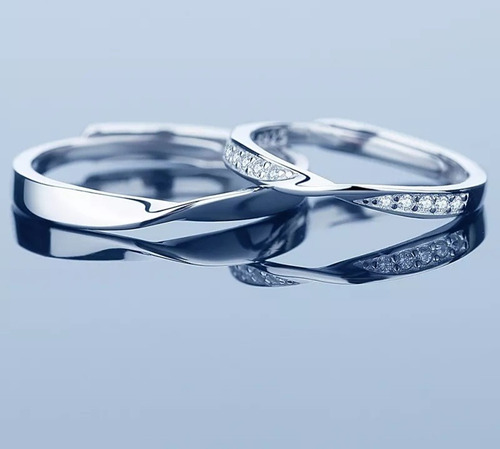 Imagen 3 de 6 de Anillos Plata Parejas Compromiso Amor Ilusion 925 Matrimonio