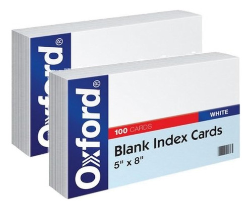 Tarjetas De Índice Blanco, 5  X 8 , Blancas, 100/paque...