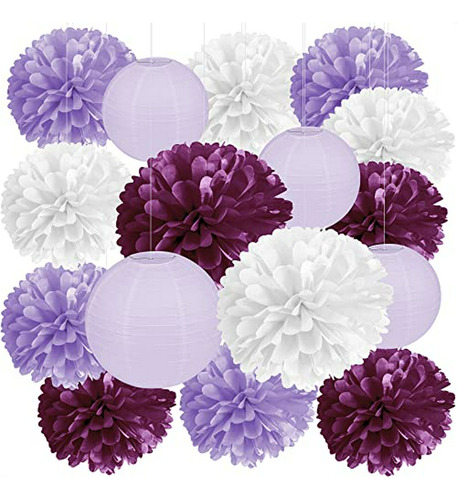 16pcs Papel De Tejido De Bola De Las Flores De Pom Poms Mixt