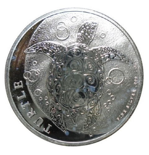 Niue 2 Dollars 2015 Tortuga, 1 Onza De Plata Pura Ley 0.999