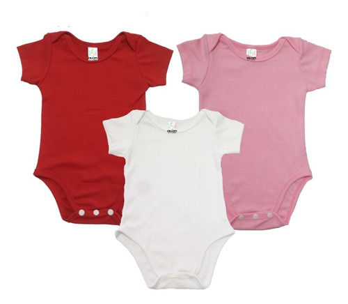 Bodys Para Bebe De Algodon Unicolor (combo De 3 Pzas)