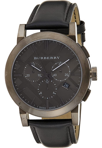 Burberry Black Dial Stainless Steel Leather Chrono Quartz Re