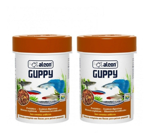 Kit 2 Unidades Alcon Ração Para Peixes Guppy 20g