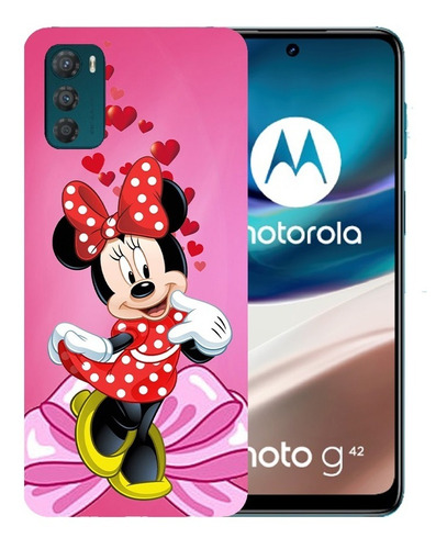 Funda Compatible Con Moto G42 Case De Mujer Minnie + Mica 