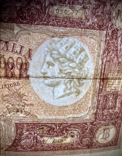 Billete 1000 Liras Italia 1943 Pick 72 A.1 Gran Tamaño (Usado)