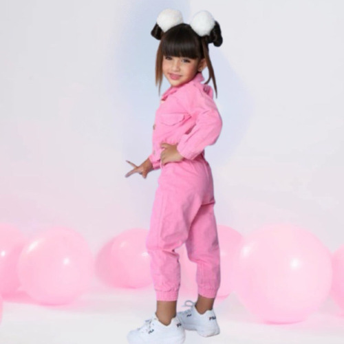 Conjunto Infantil Jaqueta E Calça Jeans Mini Diva Inverno Rosa G- 5 A 6 Anos