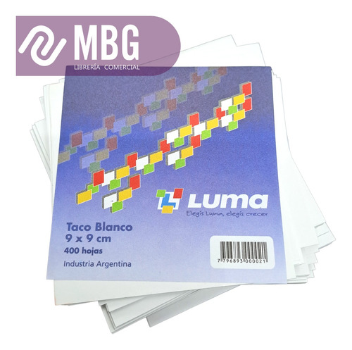 Imagen 3 de 6 de Taco Blanco Luma 9x9cm 400 Hojas.