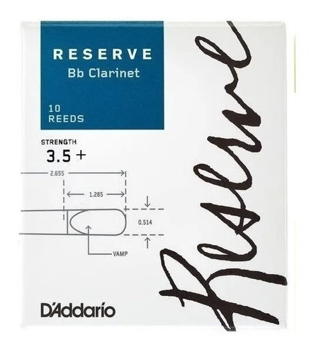 Caixa 10 Palhetas D'addario Reserve Clarinete Tradic. 3,5+