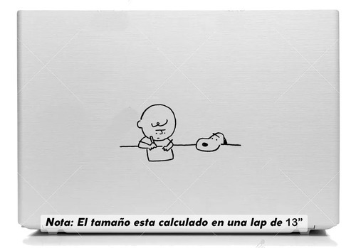 Vinil Sticker Laptop 15cm Snoopy Haciendo Tarea 35c