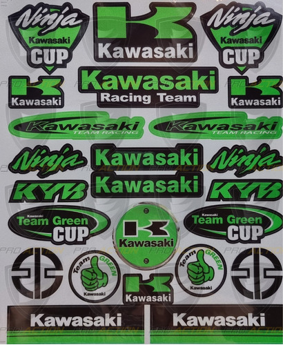 Stickers Calcomanías Plantillas Reflejantes Kawasaki Team