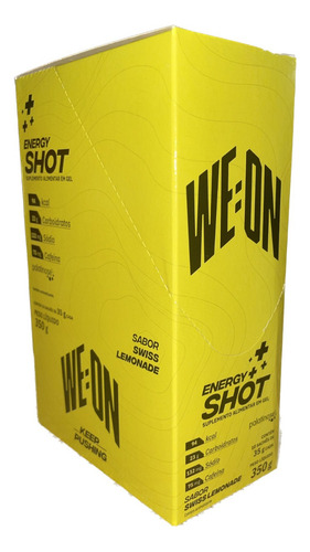 Energy Shot Gel Carboidrato Weon Cx/10uni - Com/sem Cafeína Sabor Swiss Lemonade 75mg cafeína