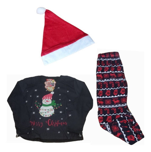 Pijama Navidad Con Gorro  Talla 8 A La 18