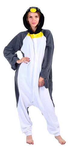 Pijama Unisex Con Diseño De Pingüino Gris Para Hombre
