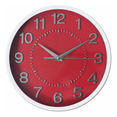 Decor Silent Red - Reloj De Pared Decorativo Con Nmeros 3d D