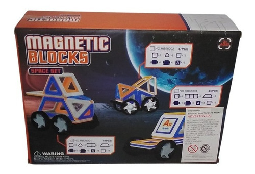 Imagen 2 de 5 de Bloques Magneticos 49 Pzas Vehiculos Espacio Ruedas Numeros